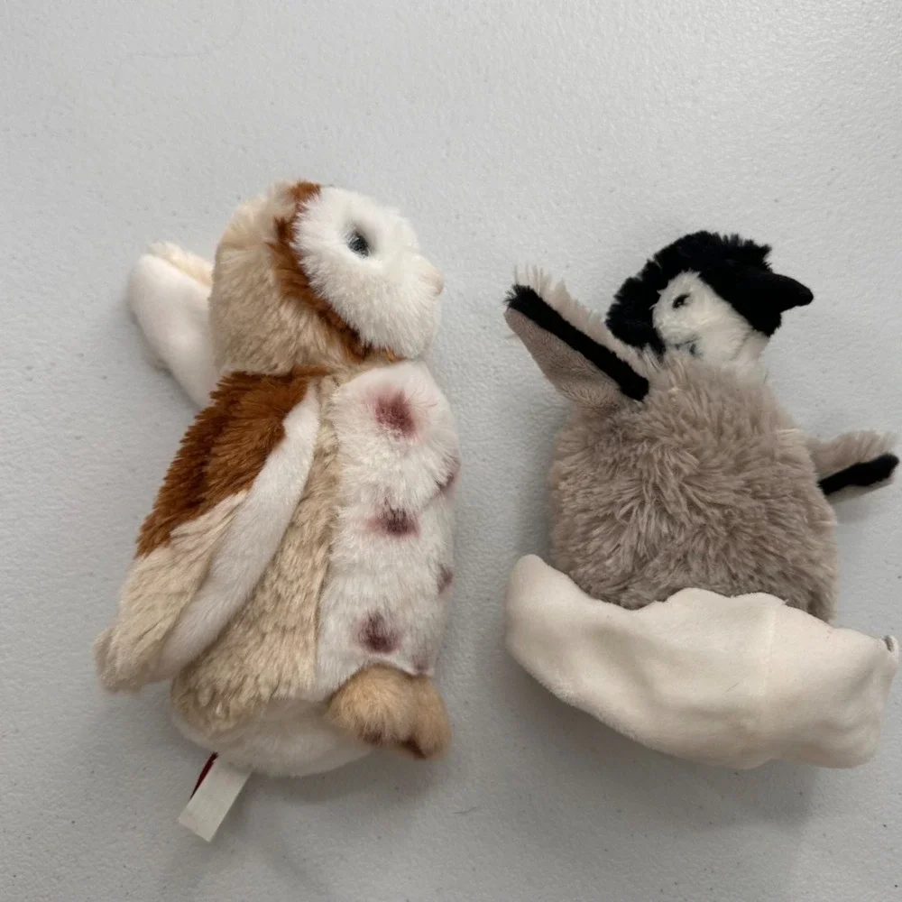 Douglas Cuddle Toys Plush Barn Owl & Penguin Chick Set 8
